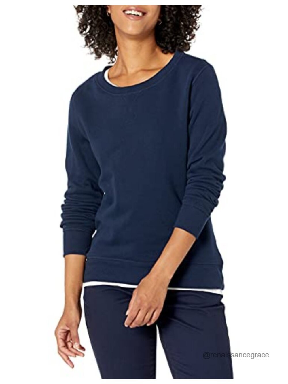 Fleece Crewneck Long Sleeve Pullover Sweatshirt Soft Brushed Women's